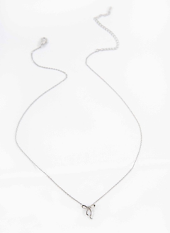 Curled Bow Charm Necklace | Silver