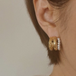 Triple Lovely Pearl Hoop Earrings