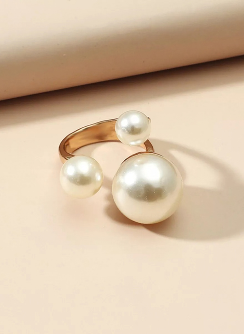 18K Gold-Plated Pearl Open Ring