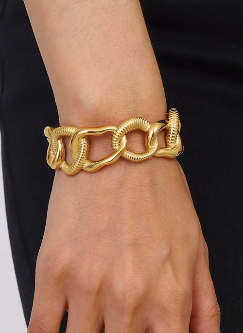 18K Gold-Plated Chain Link Open Bracelet