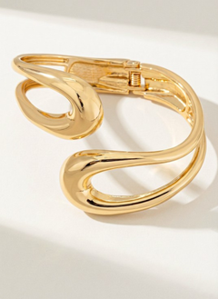 Sculptural open-form gold bangle