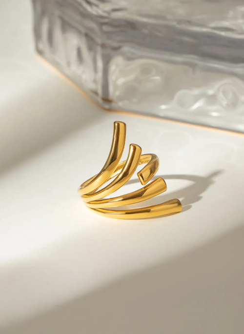 18K Gold-Plated Stainless Steel Irregular Open Ring