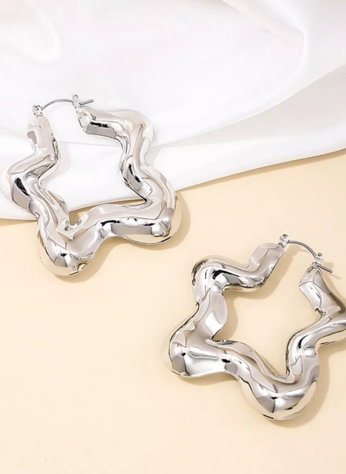 Star Shaped Hoop Earrings