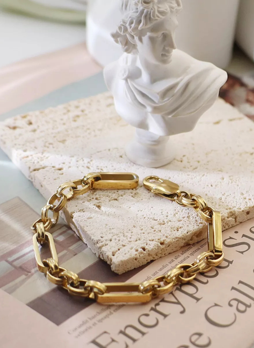 18K Gold-Plated Chunky Gold Chain Link Bracelet