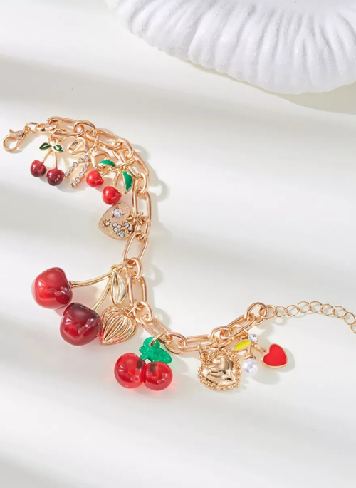 18K Gold-Plated Cherry Charm Bracelet