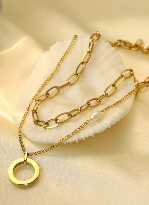 18K Gold-Plated Double Layered Necklace