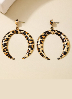 Leopard Crescent Dangle Earrings