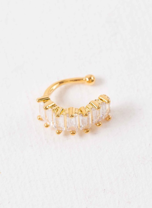 Baguette Stone Cuff Earring | Gold
