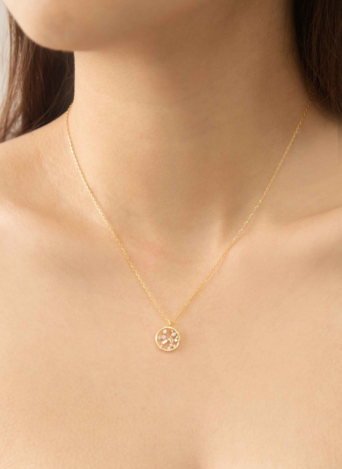 18K Gold Plated Circle Stone Necklace