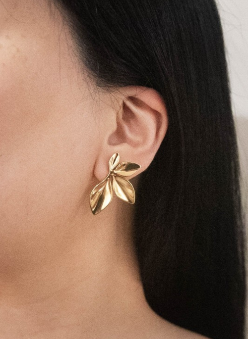 14k Gold Plating Cascading Petal Post Earrings