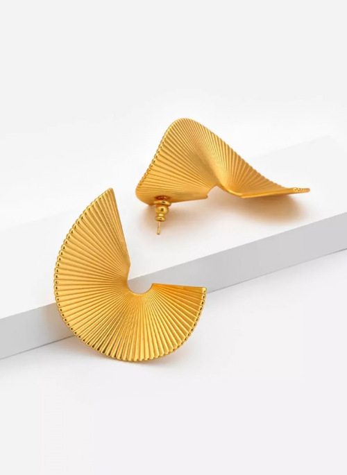 18K Gold-Plated Copper Fan-Shaped Earrings