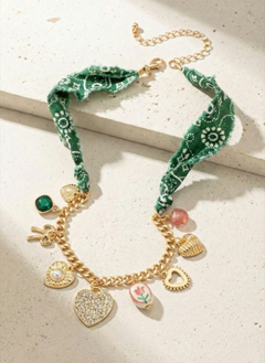 Emerald Bandana Charm Necklace