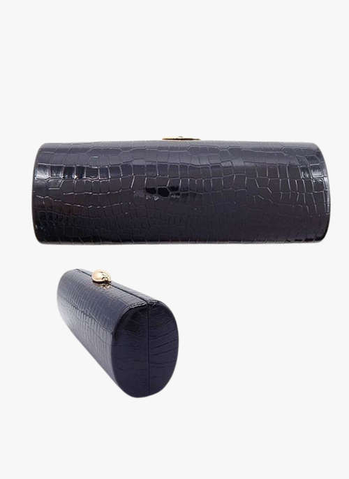 Faux Leather Cylinder Clutch Bag