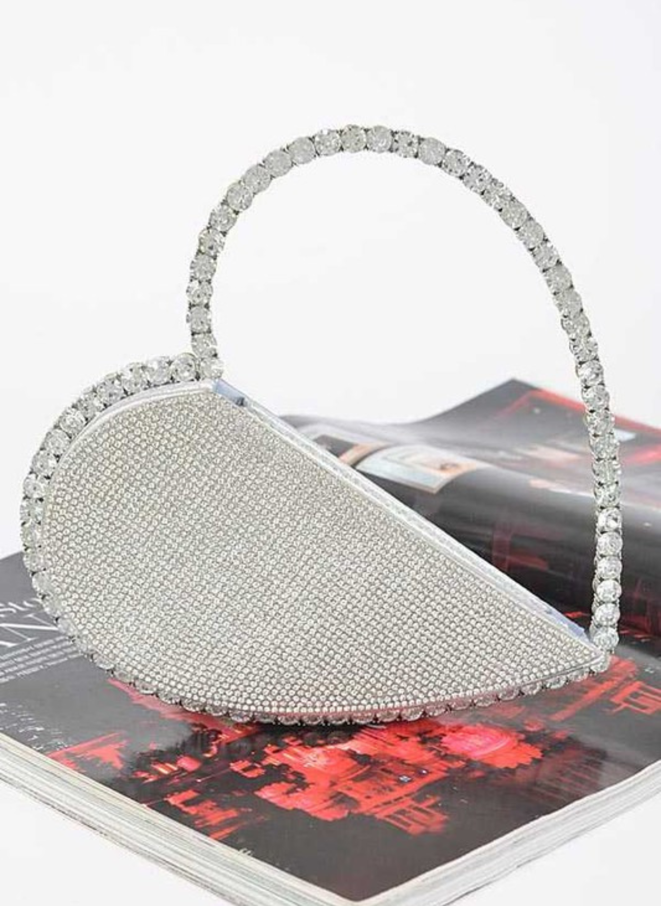 Heart Shape Rhinestone Handle Iconic Clutch