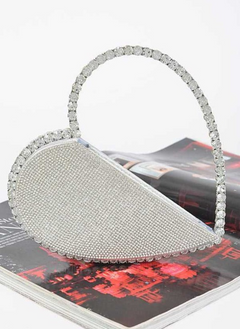 Heart Shape Rhinestone Handle Clutch