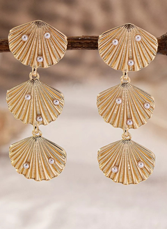 Seashell Dangle Earrings with Pearl Accents
