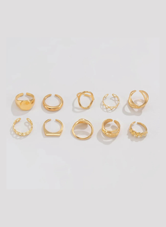 10-Piece Alloy Geometric Ring