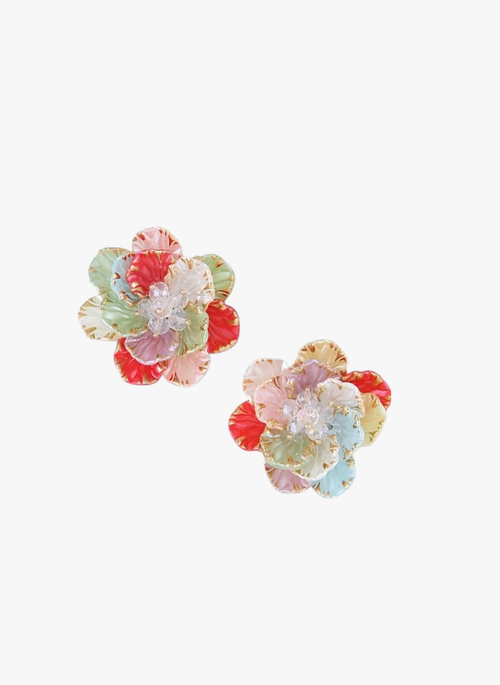 Acrylic Textured Petal Flower Earrings