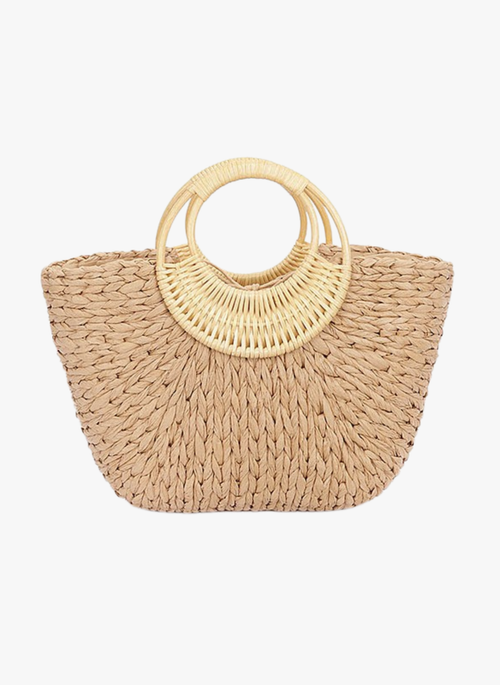 Bamboo Braided Straw Tote