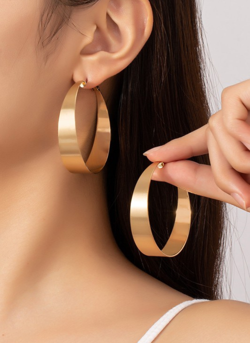Satin Surface Wide Hoop Earrings