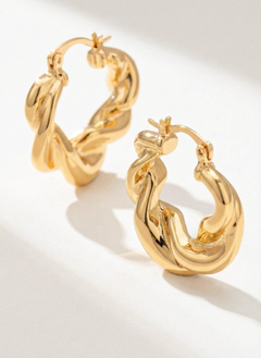 Twisted Sculptural Gold Hoop Earrings