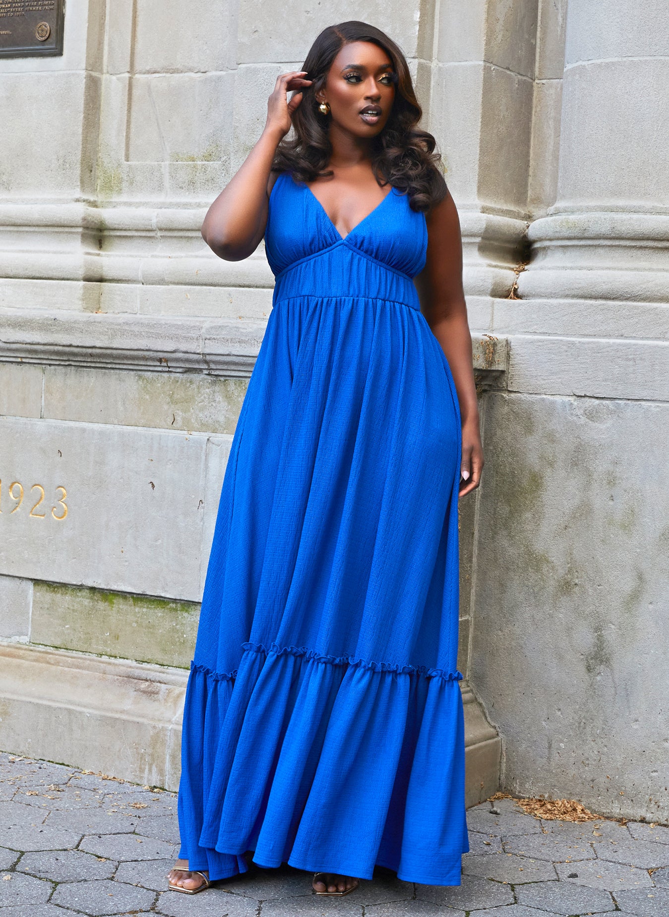 Sasha Tiered Maxi A Line Dress - Royal Blue