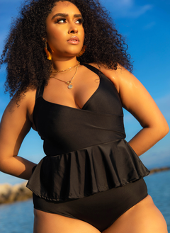 Heatwave Halter Peplum One Piece Swimsuit