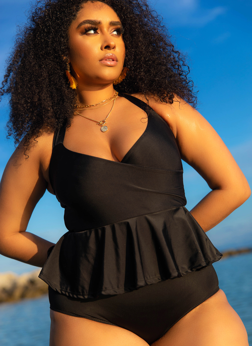 Heatwave Halter Peplum One Piece Swimsuit