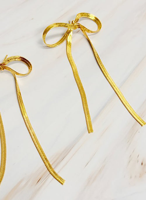 Long Drop Bow Earrings