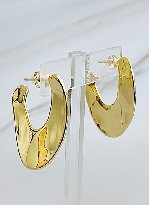 Polished Metal Art Hoop Earrings