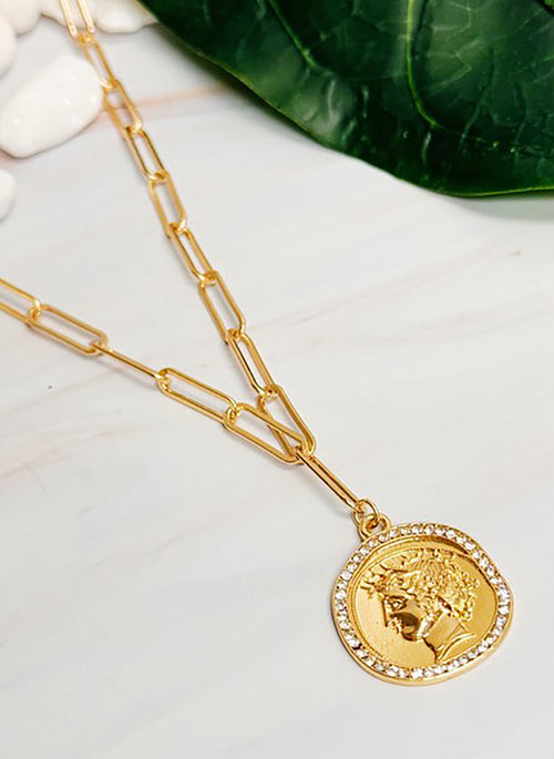 Glam Edge Coin Link Chain Necklace