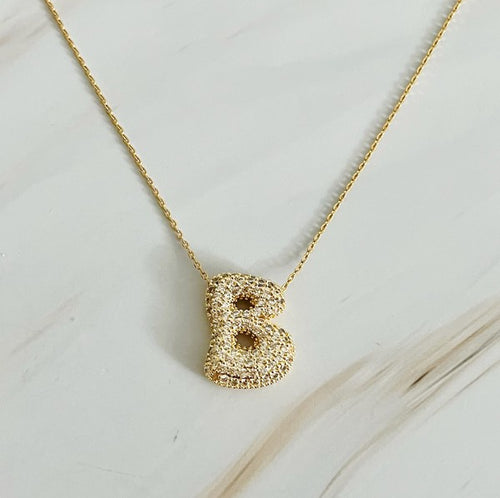 Crystal Bubble Initial Necklace