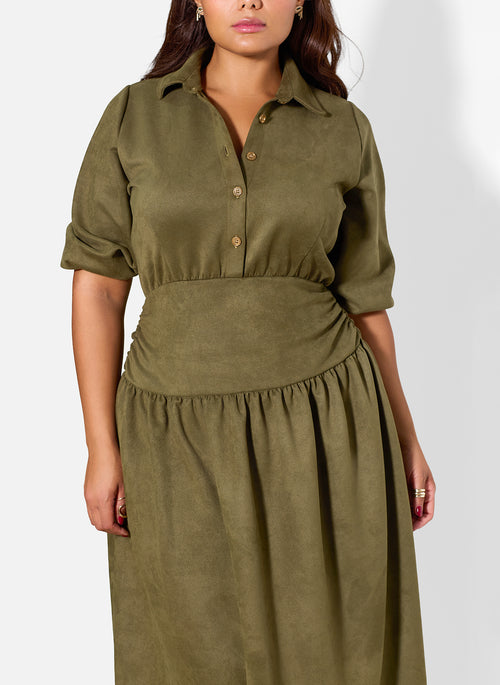 Beth Curdoroy Drop Waist Midi Dress