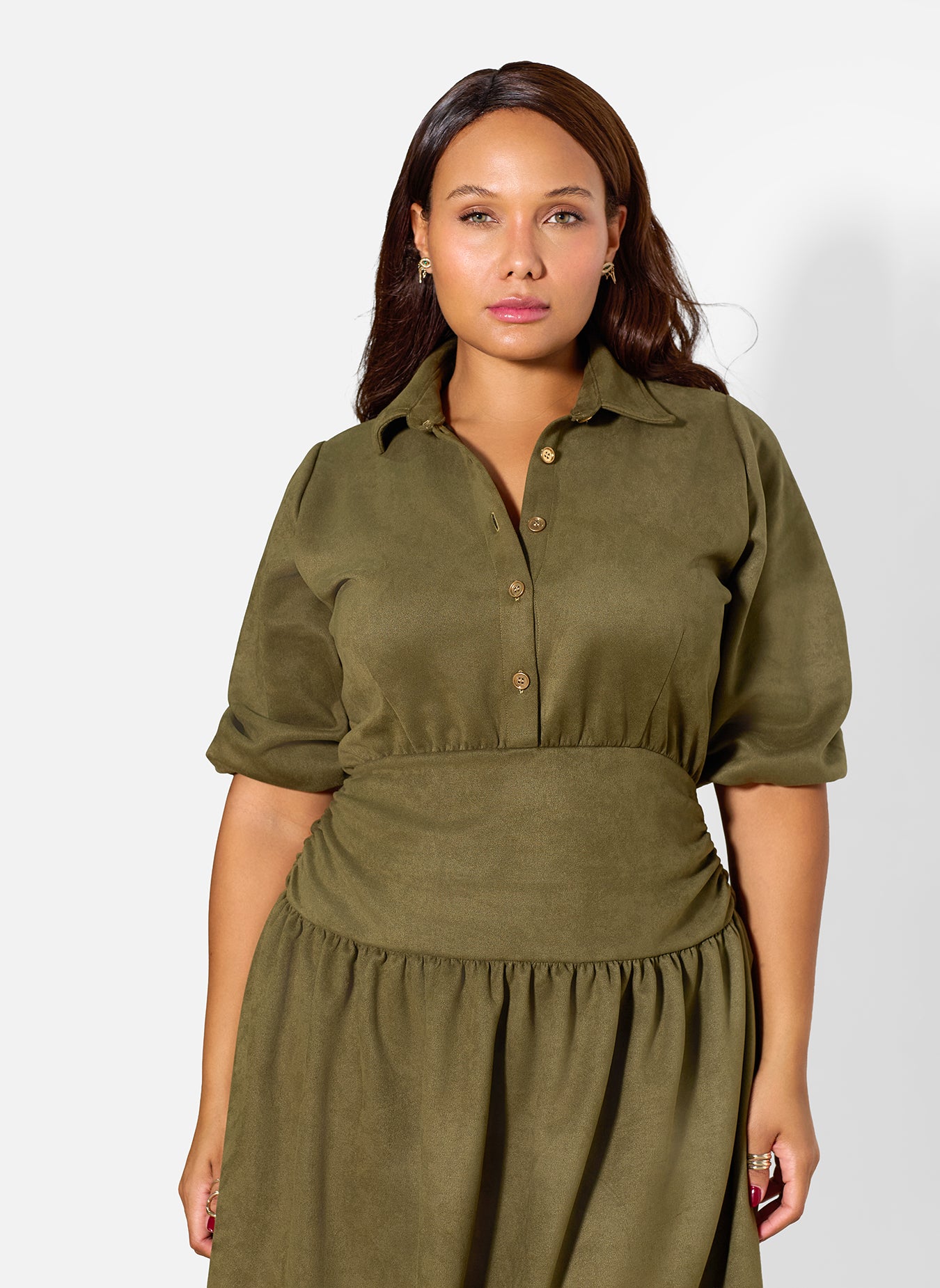 Beth Curdoroy Drop Waist Midi Dress