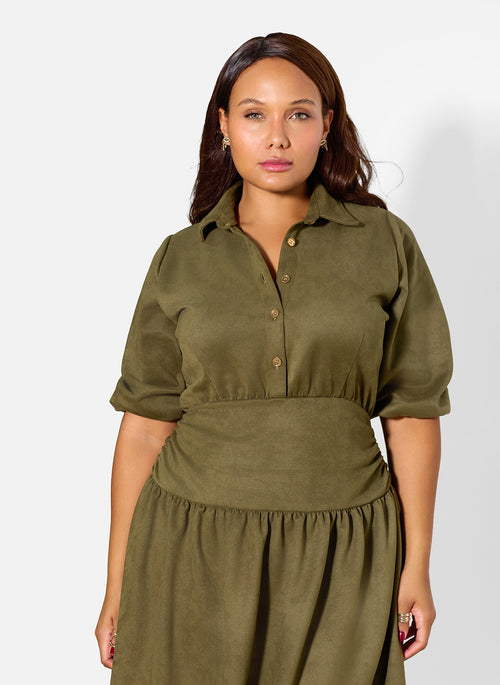 Beth Curdoroy Drop Waist Midi Dress