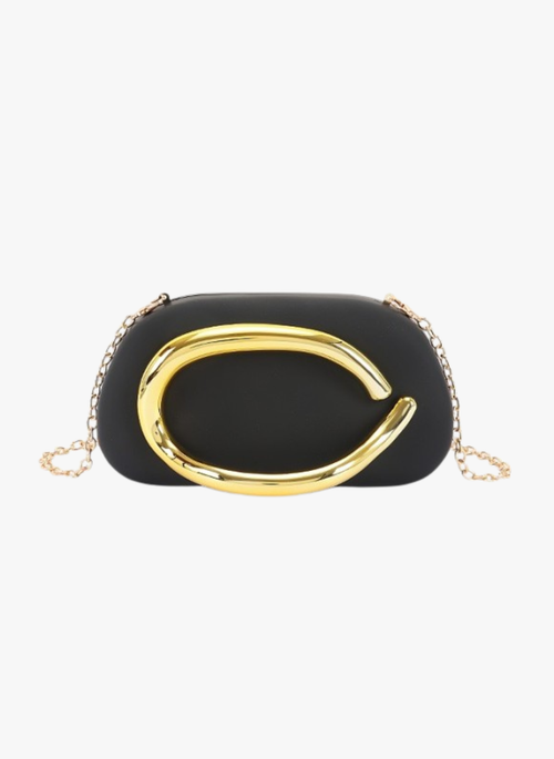 Metal Handle Matte Finish Box Clutch