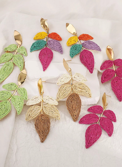 Rattan Woven Leaf Dangle Earrings
