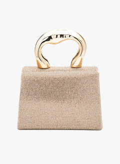 Rhinestone Iconic Top Handle Swing Clutch Bag