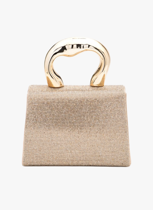Rhinestone Iconic Top Handle Swing Clutch Bag