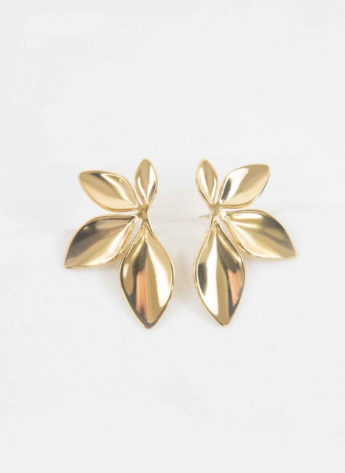 14k Gold Plating Cascading Petal Post Earrings