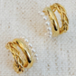 Triple Lovely Pearl Hoop Earrings