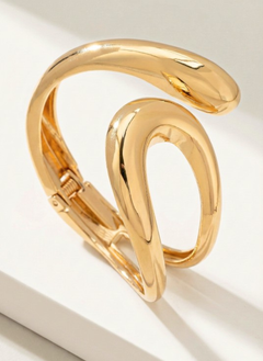 Sculpted Wave Open-Form Gold Bracelet