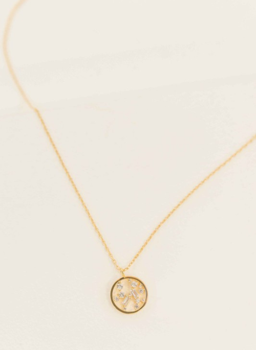 18K Gold Plated Circle Stone Necklace