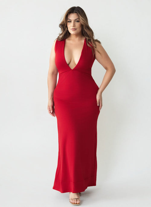 Casey Plunge Neckline Bodycon Maxi Dress