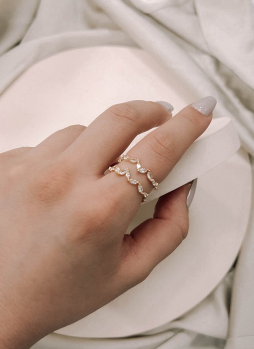18K Gold Plated Stone Adjustable Ring