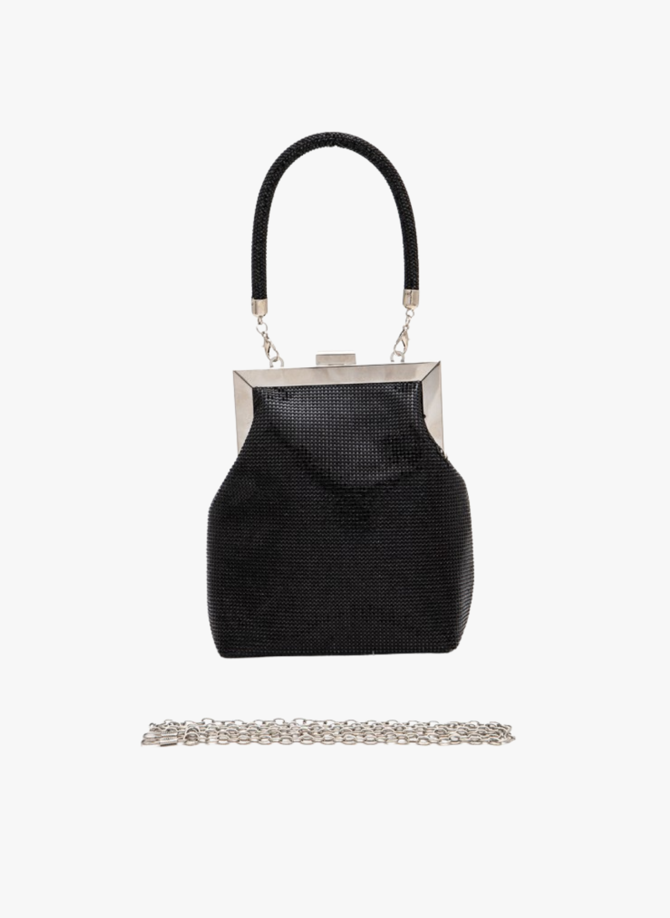 Top Handle Rhinestone Soft Clutch Bag