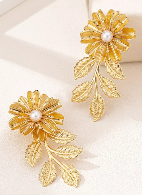 18K Gold-Plated Flower Earrings