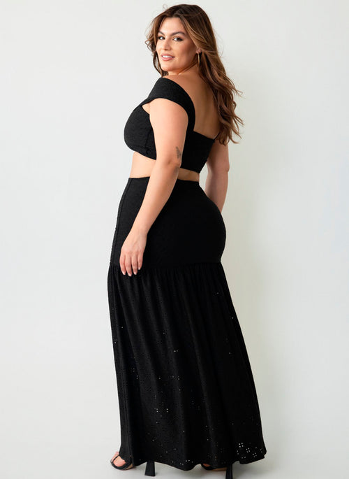 Naomi Eyelet Crop Top & Ruched Skirt Set