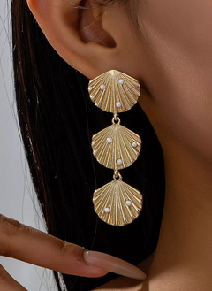 Seashell Dangle Earrings with Pearl Accents