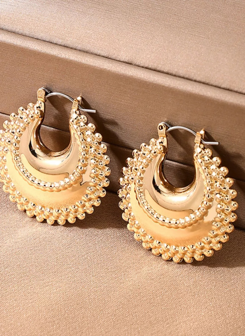 18K Gold-Plated Alloy Crescent Moon Hoop Earrings